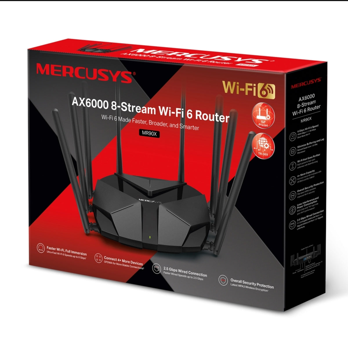 Mercusys MR90X (AX6000) 8-Stream Wi-Fi 6 Router - 5GHz(4804 Mbps) / Gigabit WAN / Gigabit LAN Mercusys