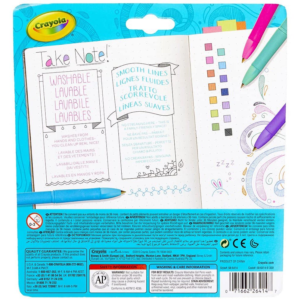 14 CT TAKE NOTE WASHABLE GEL PENS ColorWaves