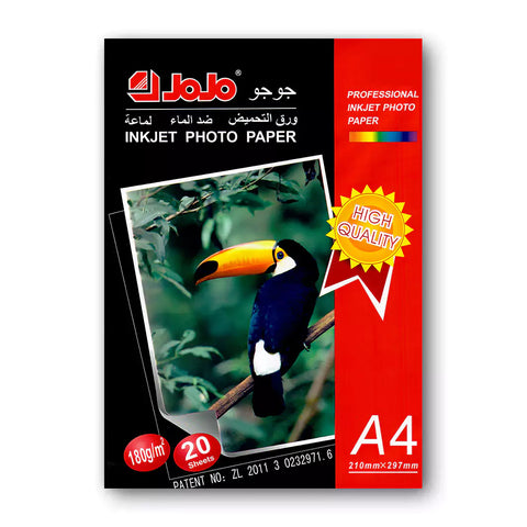 JOJO Professional Inkjet Waterproof Photo Paper – A4 Glossy/ 180GSM/ 20 Sheets Jojo