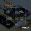 30000mAh Lara Power Bank Built-in Cables Porodo Fast Charge - Black Porodo