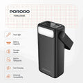 30000mAh Lara Power Bank Built-in Cables Porodo Fast Charge - Black Porodo