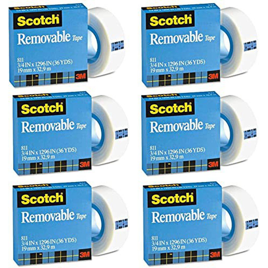 3M Scotch Magic 811 Removable Tape, 3/4" X 1296", Clear 3M