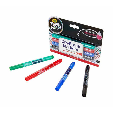 4 CT.TAKE NOTE FINE LINE DRY ERASE MARKERS COLORED ColorWaves