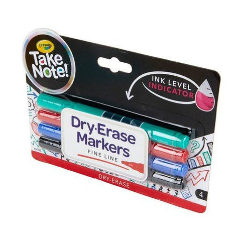 4 CT.TAKE NOTE FINE LINE DRY ERASE MARKERS COLORED ColorWaves