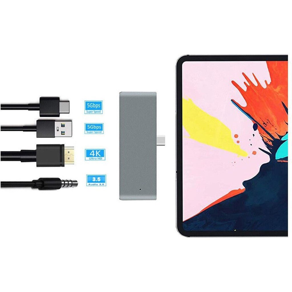 4 In 1 Usb Type C To Hdmi Hub For Ipad Pro - Silver ColorWaves