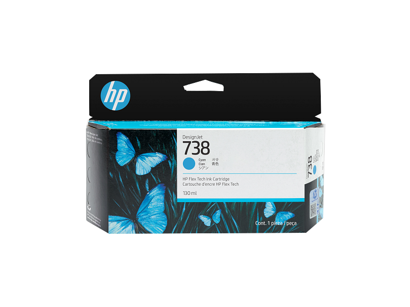 HP 738 130-ml Cyan DesignJet Ink Cartridge (498N5A) HP