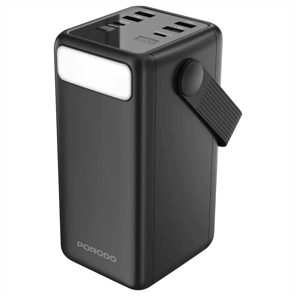 50,000mAh Power Bank Porodo Lara with Integrated Cables & Flashlight - Black Porodo
