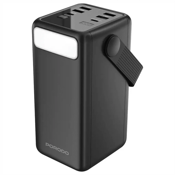 50,000mAh Power Bank Porodo Lara with Integrated Cables & Flashlight - Black