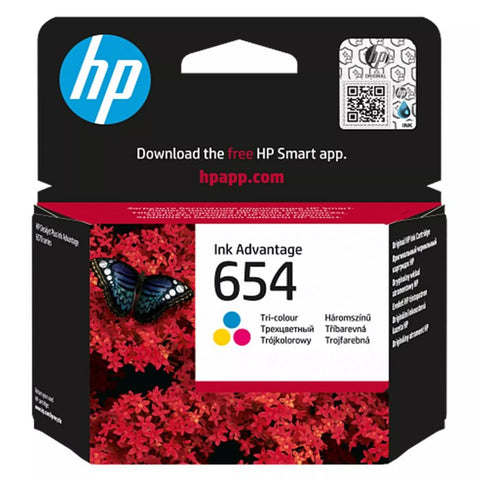 HP 654 Tri-color Original Ink Advantage Cartridge, 200 Pages, 7FP38UE - Colored HP