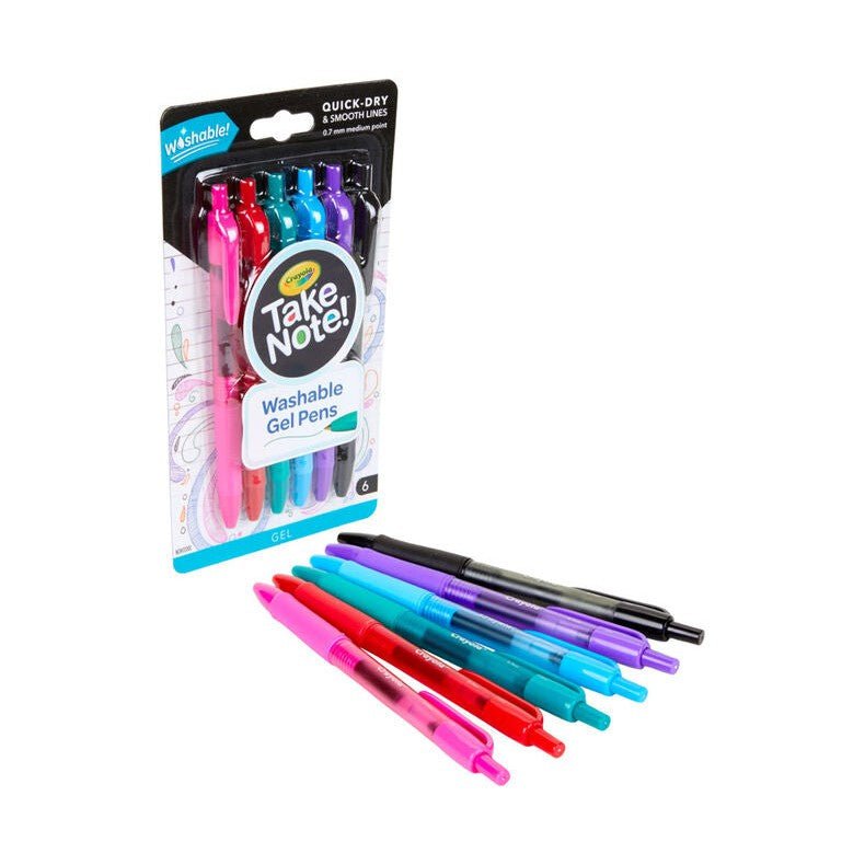 6 CT TAKE NOTE WASHABLE GEL PENS ColorWaves