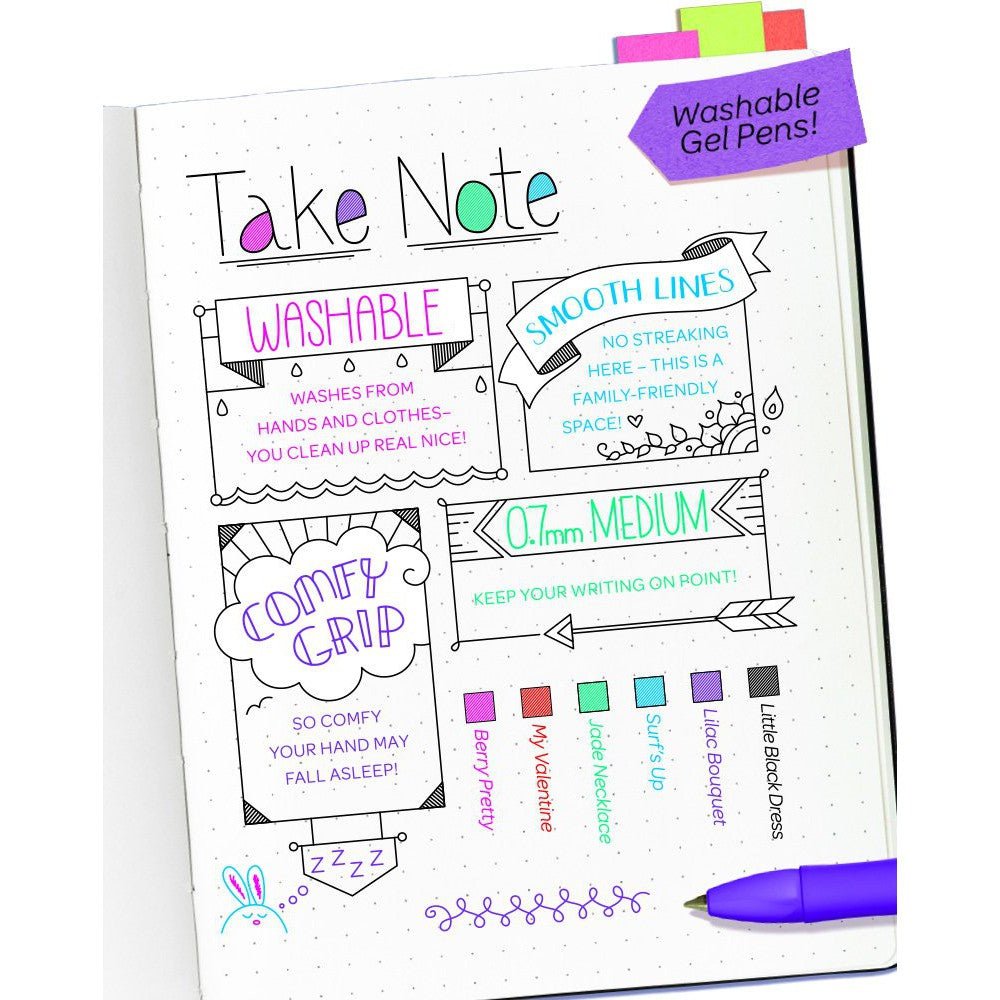 6 CT TAKE NOTE WASHABLE GEL PENS ColorWaves