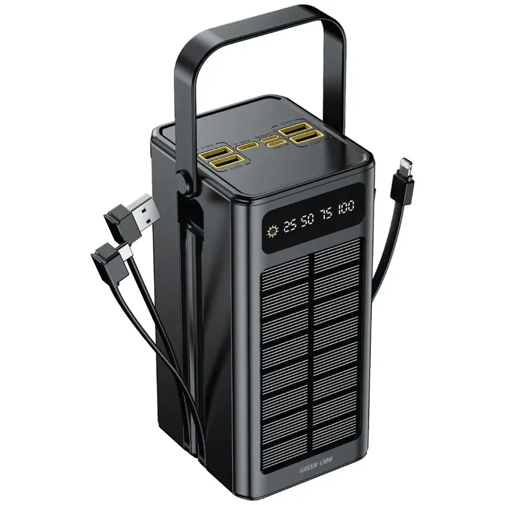 60,000mAh Power Bank Green Lion Solar X PD 20W Fast Charging - Black Green Lion