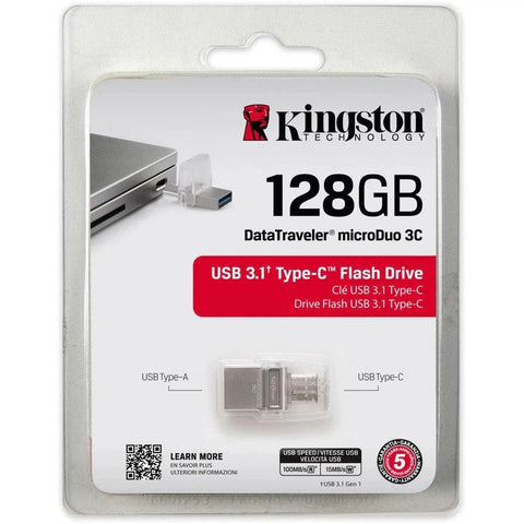 Kingston Data Traveler Duo3C Usb 3.0/3.1 + Type-C Flash Drive Dtduo3C/128Gb Kingston