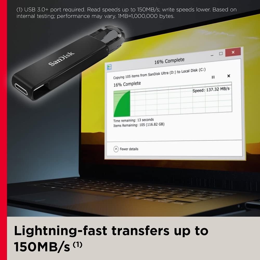 Sandisk 128Gb Ultra Usb Type-C Flash Drive Speed Up To 400Mb/S - Sdcz460 Sandisk
