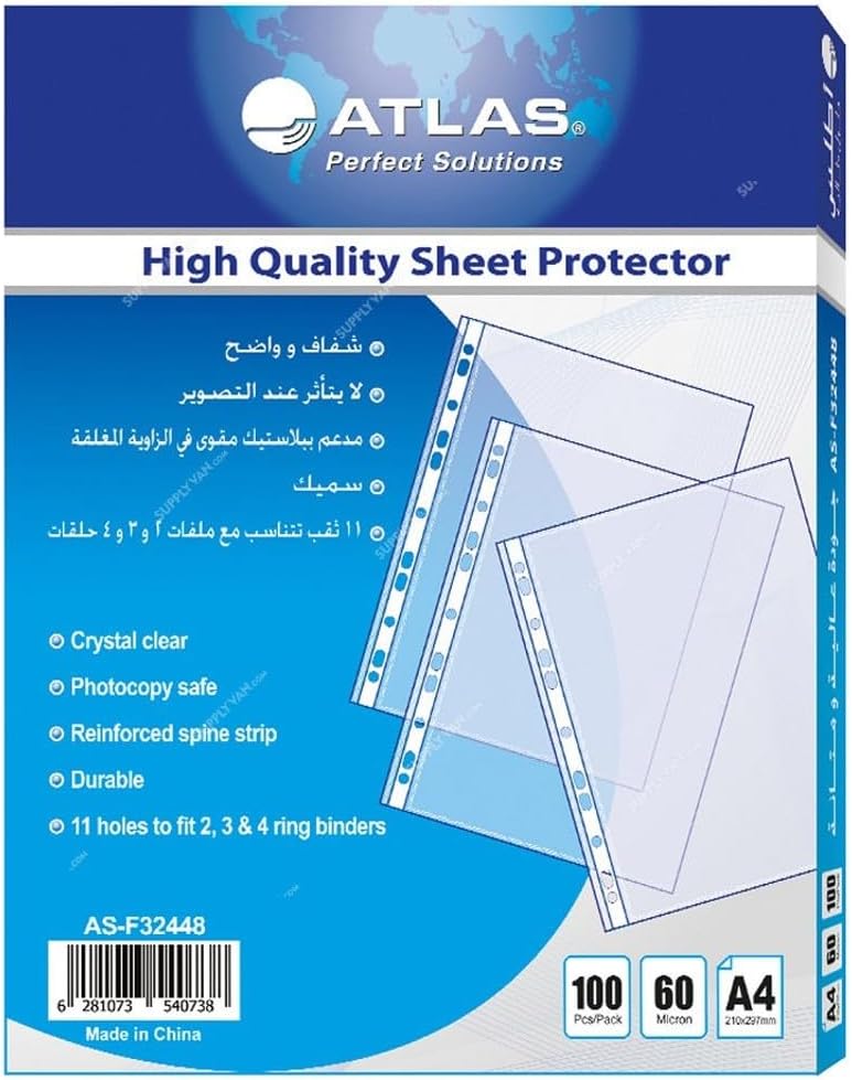 Atlas A4 Sheet 11 Holes, 50 Micro Protectors - Packet Of 100 ColorWaves