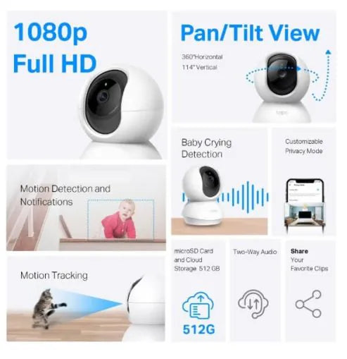 TP-Link Tapo Pan/Tilt Home Security Wi-Fi- Camera (TAPO C200C) TP-Link