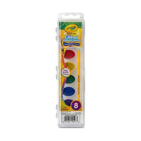8 CT WASHABLE WATERCOLOR PANS,GLITTER COLORS ColorWaves