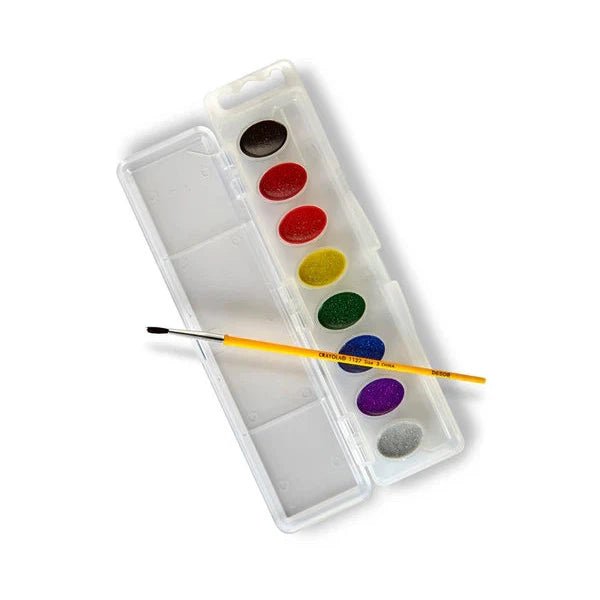 8 CT WASHABLE WATERCOLOR PANS,GLITTER COLORS ColorWaves