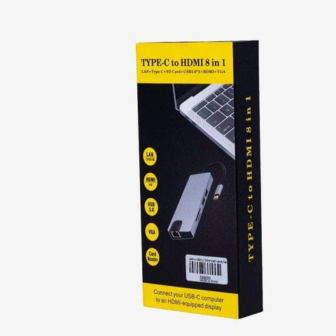 8 in 1 Multiport Type C To HDMI Adapter USB 3.0 Cable HUB ColorWaves