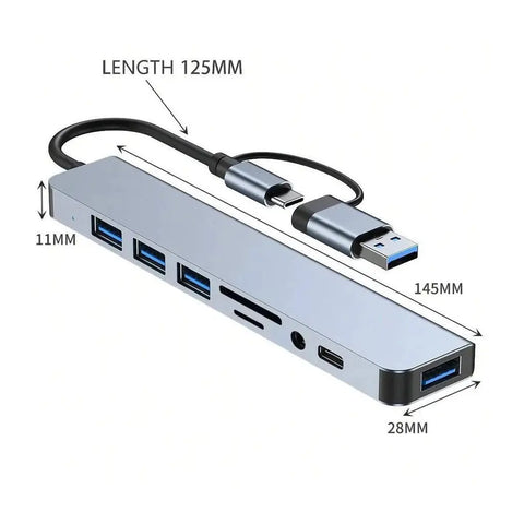 8-in-1 USB-C Hub: Expand Device Connectivity, Compatible with Various Devices ColorWaves