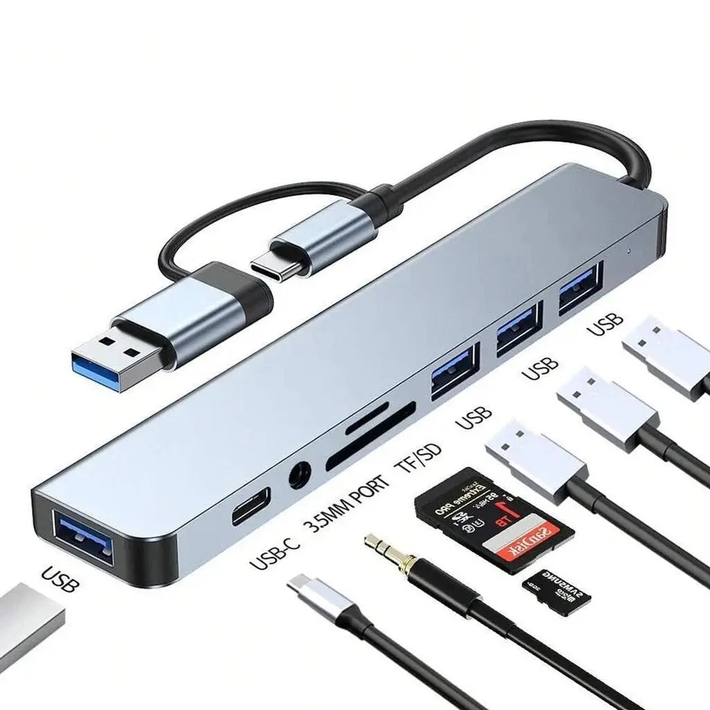 8-in-1 USB-C Hub: Expand Device Connectivity, Compatible with Various Devices ColorWaves