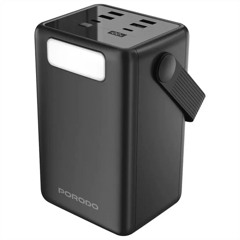 80000mAh Lara Power Bank Built-in Cables Porodo Fast Charge - Black Porodo