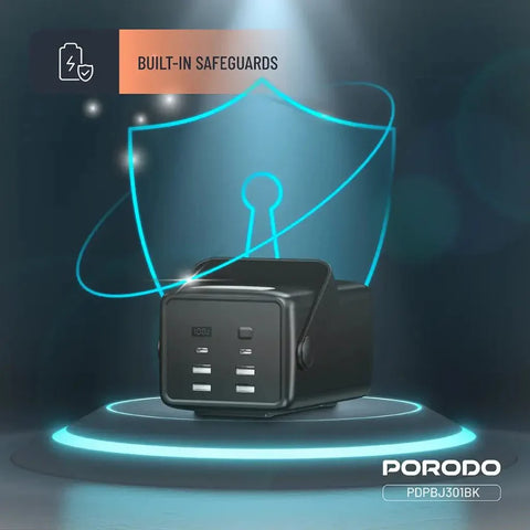 80000mAh Lara Power Bank Built-in Cables Porodo Fast Charge - Black Porodo