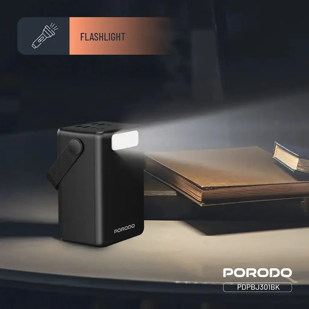 80000mAh Lara Power Bank Built-in Cables Porodo Fast Charge - Black Porodo