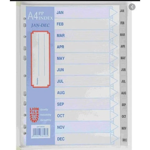 A4 Pp Index Jan-Dec Lion File ColorWaves