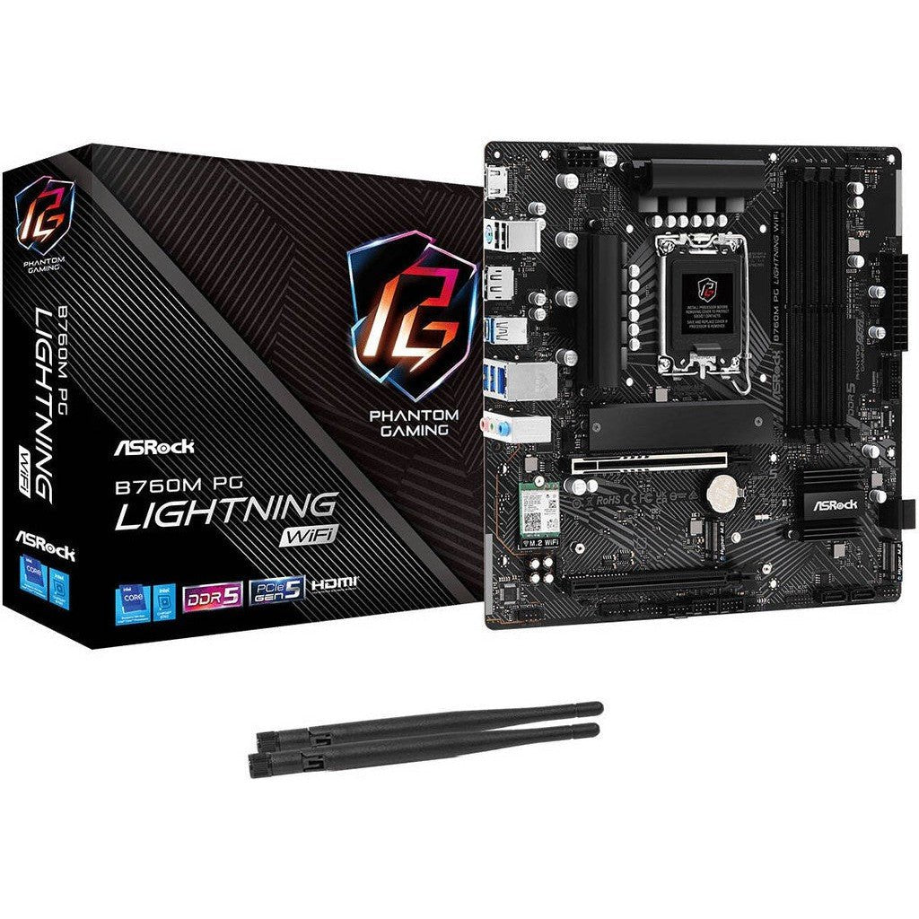 ASRock B760M PG Lightning D5 MATX WIFI Intel LGA 1700 Motherboard ColorWaves