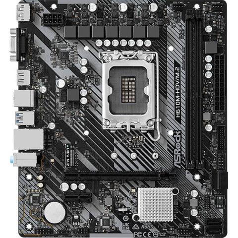 ASRock H610M-HDV/M.2 R2.0 mATX Motherboard, Supports 14th, 13th And 12th Gen Intel Processors, LGA1700 Socket, Gigabit LAN, 4xSATA 3, Dual Channel DDR4 RAM Up To 3200Mhz, M.2 ColorWaves