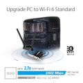 ASUS (PCE-AX58BT) AX3000 Dual Band PCI-E Wi-Fi 6 Adapter with 2 External Antennas - 5GHz (2402 Mbps) / PCI-E ColorWaves