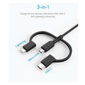 Anker 3 in 1 PowerLine II (0.9m) C89 - Black ColorWaves