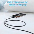 Anker 322 USB-A to USB-C Cable / 15W / 1.8m / 6ft / Black ColorWaves