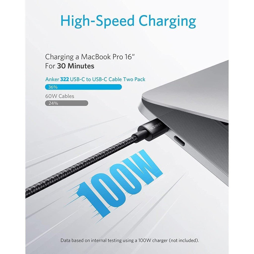 Anker 322 USB-C to USB-C Cable - 60W / 0.9 Meter / Black ColorWaves