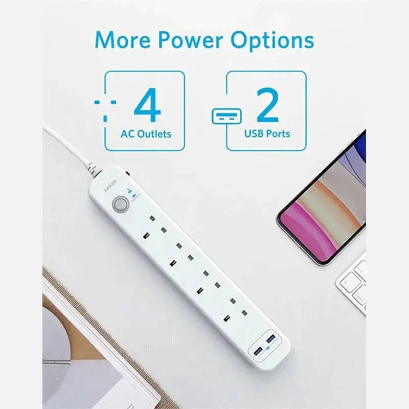 Anker 322 USB Power Strip 4 in 1 - White ColorWaves