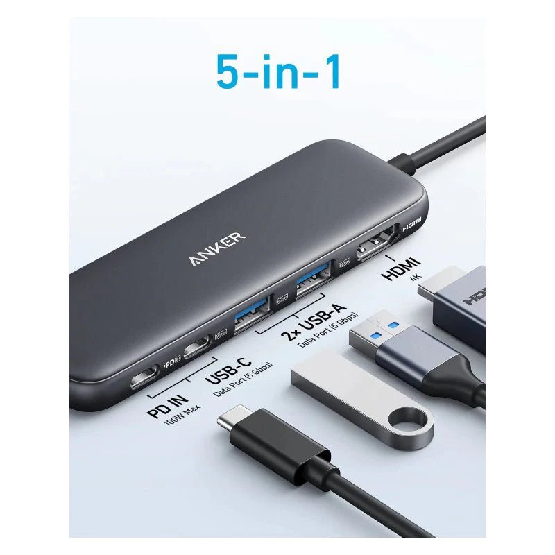 Anker 332 USB-C Hub (5-in-1) - Black ColorWaves