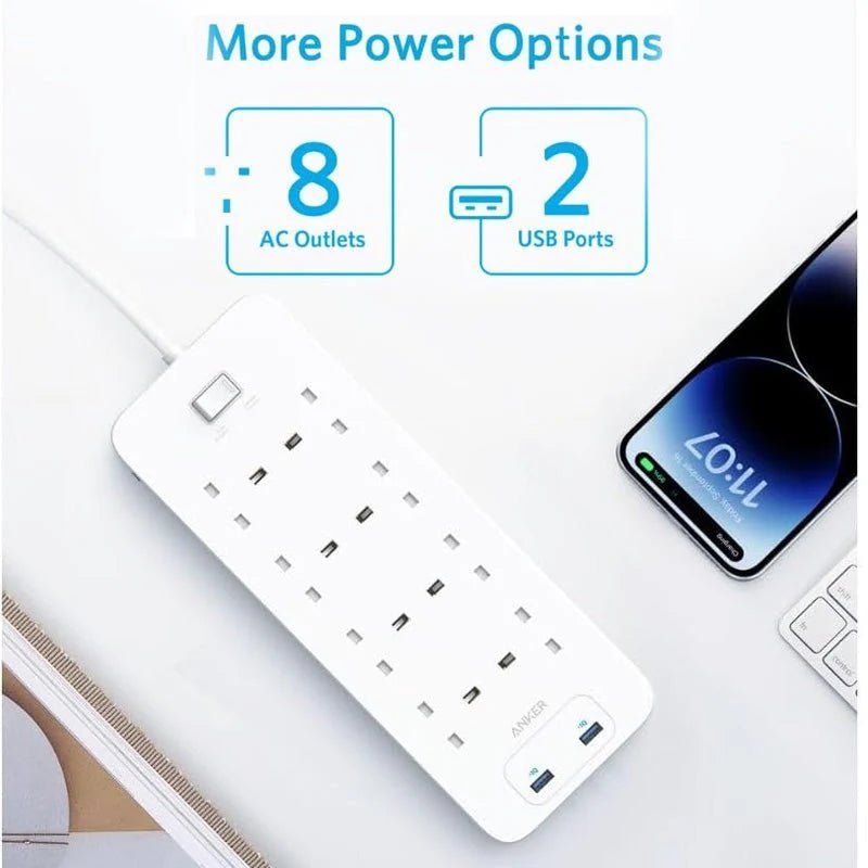 Anker 342 USB Power Strip 8 in 1 - White ColorWaves