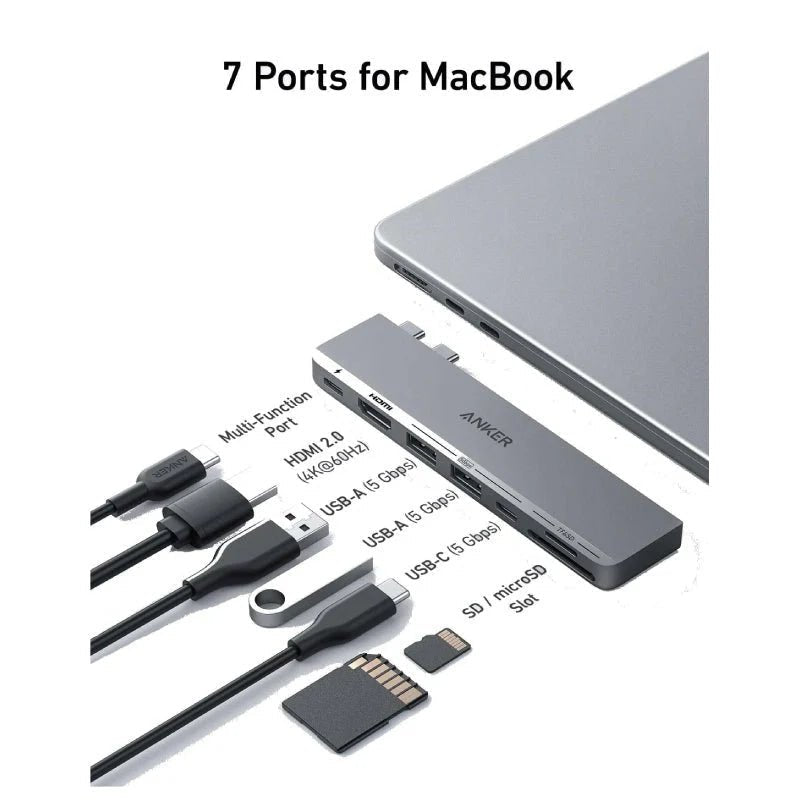 Anker 547 USB-C Hub (7-in-2, for MacBook) - Silver ColorWaves