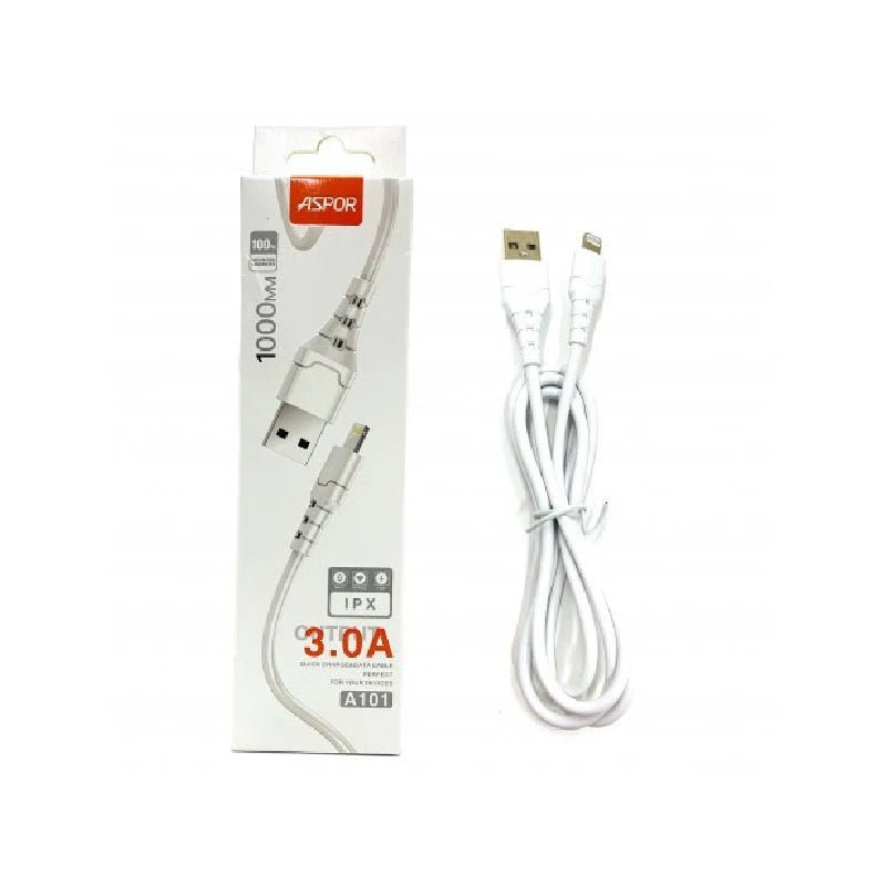 Aspor A101 Quick Charge & Data Cable - Lightning / 1 Meter / White ColorWaves