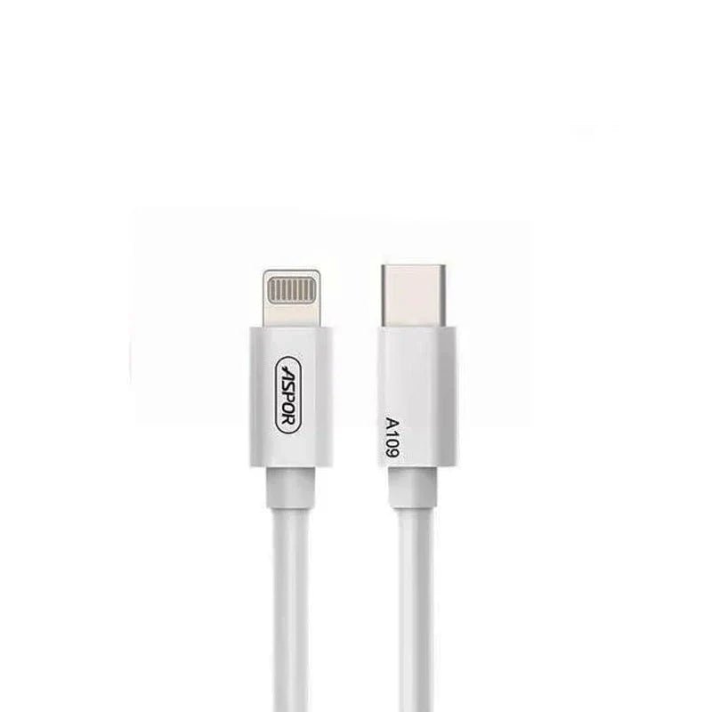Aspor A109PD Type-C to Lightning Cable - 1 Meter / 27W / 3.0A / White ColorWaves