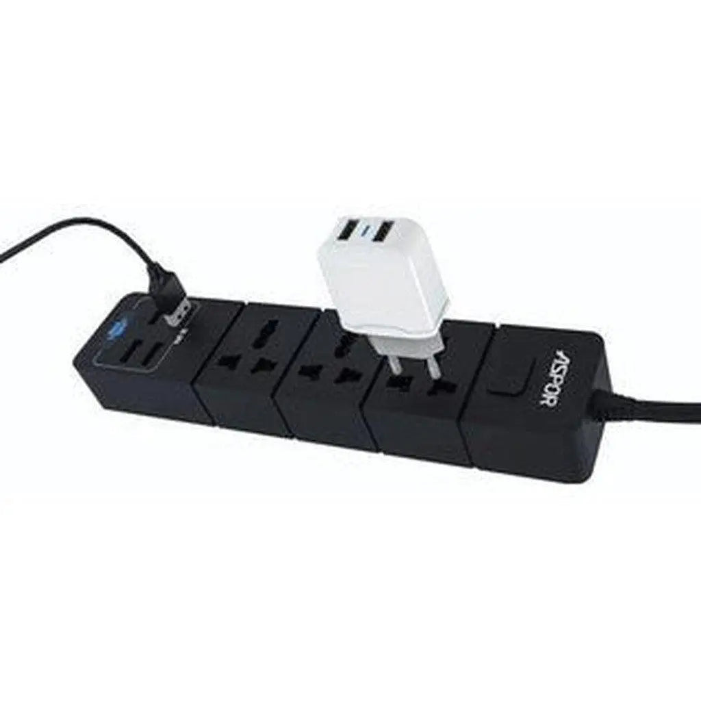 Aspor A501 Power Strip 3X Soke Combo 4 Usb Output Port Uk Plug ColorWaves