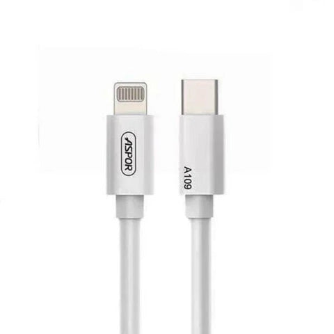 Aspor Data Cable Type C To Lighting 3.0A - 20W / 2M / White ColorWaves