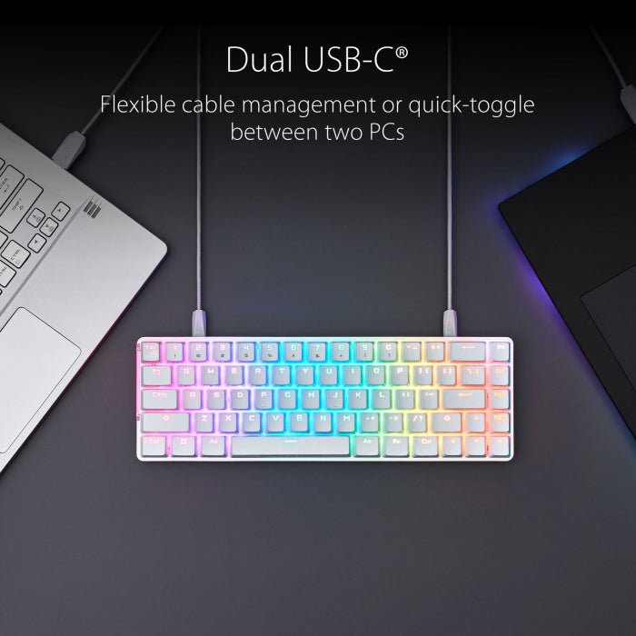 Asus M602 Rog Falchion Ace 65% Wired RGB Mechanical Gaming Keyboard NX Red Switch Linear & Swift (Arabic) - Black ColorWaves