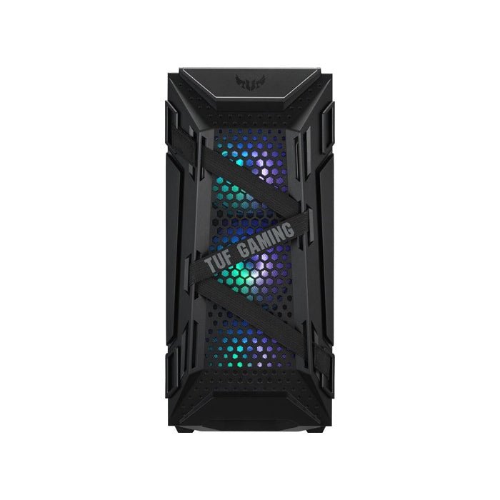 Asus TUF Gaming GT301 Mid-Tower Tempered Glass Side Panel Case with HoneyComb Front Panel & 3 ARGB Fans + 1 Rear Fan - Black ColorWaves