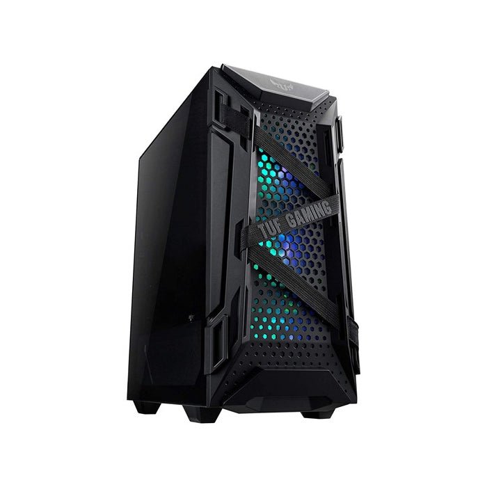 Asus TUF Gaming GT301 Mid-Tower Tempered Glass Side Panel Case with HoneyComb Front Panel & 3 ARGB Fans + 1 Rear Fan - Black ColorWaves