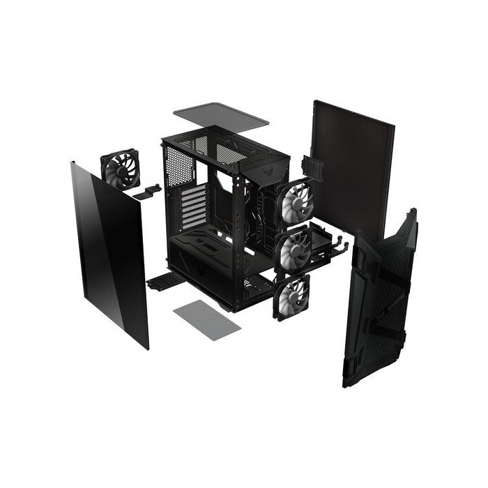 Asus TUF Gaming GT301 Mid-Tower Tempered Glass Side Panel Case with HoneyComb Front Panel & 3 ARGB Fans + 1 Rear Fan - Black ColorWaves