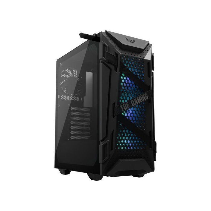 Asus TUF Gaming GT301 Mid-Tower Tempered Glass Side Panel Case with HoneyComb Front Panel & 3 ARGB Fans + 1 Rear Fan - Black ColorWaves