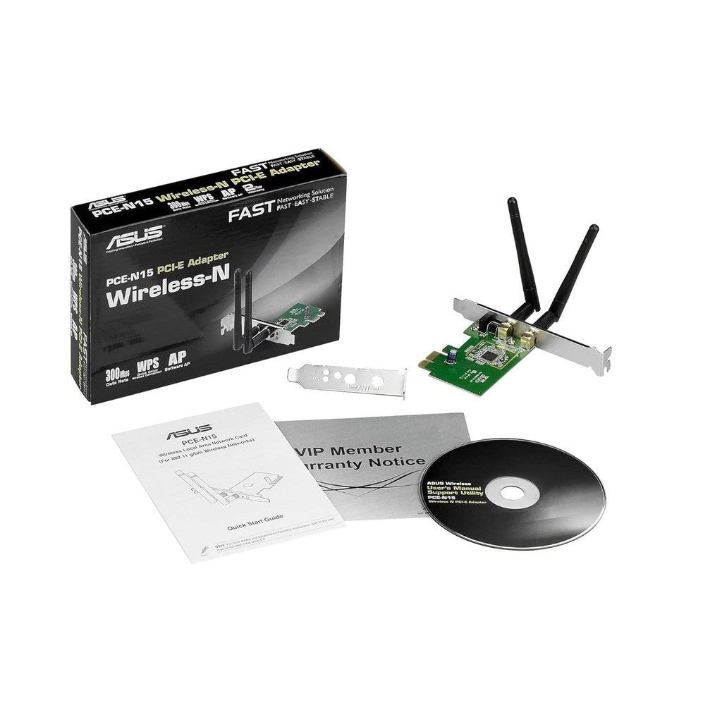 Asus Wireless-N300 PCI Express Adapter - 2.4GHz / PCI Express ColorWaves