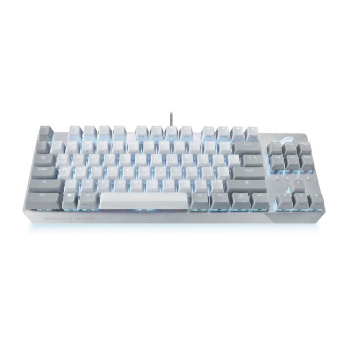 Asus X806 Rog Strix Scope TKL RGB Mechanical NX Red Switch (Linear & Swift) Gaming Keyboard White/Grey-Arabic ColorWaves